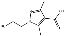 1-(2-hydroxyethyl)-3,5-dimethyl-1H-pyrazole-4-carboxylic acid Struktur