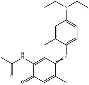 N-(3-{[4-(diethylamino)-2-methylphenyl]imino}-4-methyl-6-oxocyclohexa-1,4-dien-1-yl)acetamide Struktur