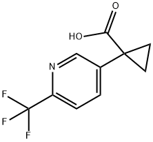 1-(6-(trifluoromethyl)pyridin-3-yl)cyclopropane-1-carboxylic acid, 1060811-01-9, 結構式