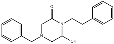 4-benzyl-6-hydroxy-1-(2-phenylethyl)piperazin-2-one Struktur