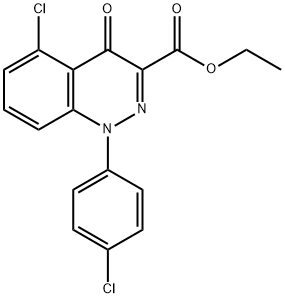 ethyl 5-chloro-1-(4-chlorophenyl)-4-oxo-1,4-dihydrocinnoline-3-carboxylate Struktur