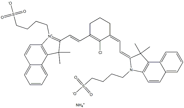 Ammonium 4-{(2E)-2-[(2E)-2-(2-chloro-3-{(E)-2-[1,1-dimethyl-3-(4-sulfonatobutyl)-1H-benzo[e]indolium-2-yl]vinyl}cyclohex-2-en-1-ylidene)ethylidene]-1,1-dimethyl-1,2-dihydro-3H-benzo[e]indol-3-yl}butane-1-sulfonate Struktur