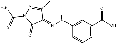 3-{2-[1-(aminocarbothioyl)-3-methyl-5-oxo-1,5-dihydro-4H-pyrazol-4-ylidene]hydrazino}benzoic acid Struktur