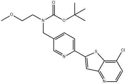 tert-butyl ((6-(7-chlorothieno[3,2-b]pyridin-2-yl)pyridin-3-yl)methyl)(2-methoxyethyl)carbamate Struktur