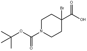 4-bromo-1-(tert-butoxycarbonyl)piperidine-4-carboxylic acid Struktur