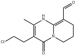 3-(2-chloroethyl)-2-methyl-4-oxo-1,6,7,8-tetrahydro-4H-pyrido[1,2-a]pyrimidine-9-carbaldehyde Struktur