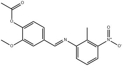 2-methoxy-4-{[(2-methyl-3-nitrophenyl)imino]methyl}phenyl acetate Struktur