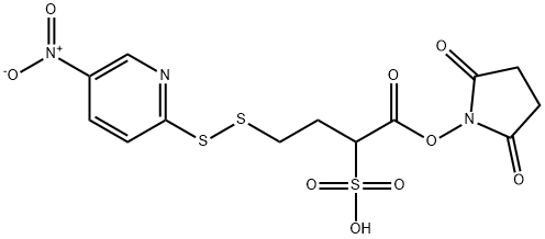 1-(2,5-Dioxopyrrolidin-1-yloxy)-4-((5-nitropyridin-2-yl)disulfanyl)-1-oxobutane-2-sulfonic acid Struktur