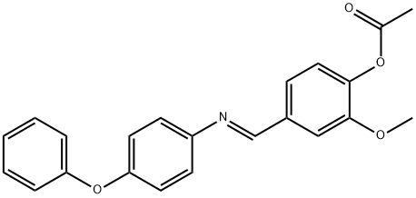 2-methoxy-4-{[(4-phenoxyphenyl)imino]methyl}phenyl acetate Struktur