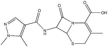 7-{[(1,5-dimethyl-1H-pyrazol-4-yl)carbonyl]amino}-3-methyl-8-oxo-5-thia-1-azabicyclo[4.2.0]oct-2-ene-2-carboxylic acid Struktur