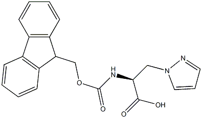 (2S)-2-({[(9H-fluoren-9-yl)methoxy]carbonyl}amino)-3-(1H-pyrazol-1-yl)propanoic acid Struktur