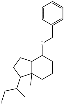 4-Benzyloxy-1-(2-iodo-1-methyl-ethyl)-7a-methyl-octahydro-indene Struktur