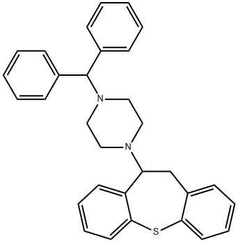 1-benzhydryl-4-(10,11-dihydrodibenzo[b,f]thiepin-10-yl)piperazine Struktur