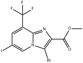 3-Bromo-6-iodo-8-trifluoromethyl-imidazo[1,2-a]pyridine-2-carboxylic acid methyl ester Struktur