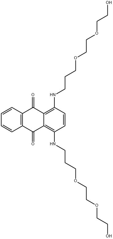 1,4-bis({3-[2-(2-hydroxyethoxy)ethoxy]propyl}amino)-9,10-anthraquinone Struktur