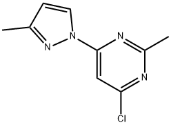 4-chloro-2-methyl-6-(1H-3-methylpyrozol-1-yl)pyrimidine Struktur