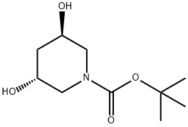 tert-butyl (3R,5R)-3,5-dihydroxypiperidine-1-carboxylate Struktur