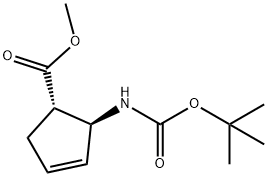 methyl (1S,2S)-2-((tert-butoxycarbonyl)amino)cyclopent-3-ene-1-carboxylate Struktur