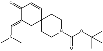 tert-butyl (E)-10-((dimethylamino)methylene)-9-oxo-3-azaspiro[5.5]undec-7-ene-3-carboxylate Struktur