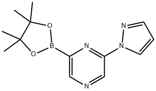 2-(1H-pyrazol-1-yl)-6-(4,4,5,5-tetramethyl-1,3,2-dioxaborolan-2-yl)pyrazine Struktur