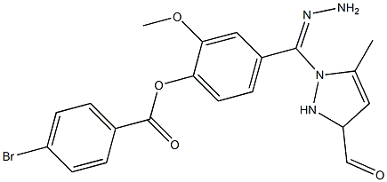 2-methoxy-4-{2-[(3-methyl-1H-pyrazol-5-yl)carbonyl]carbohydrazonoyl}phenyl 4-bromobenzoate Struktur