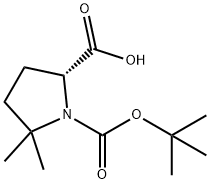 (R)-1-(tert-butoxycarbonyl)-5,5-dimethylpyrrolidine-2-carboxylic acid Struktur