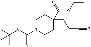 1-tert-butyl 4-ethyl 4-(2-cyanoethyl)piperidine-1,4-dicarboxylate Struktur