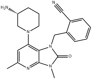 2-[[7-[(3R)-3-aminopiperidin-1-yl]-3,5-dimethyl-2-oxoimidazo[4,5-b]pyridin-1-yl]methyl]benzonitrile Struktur