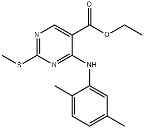 ethyl 4-[(2,5-dimethylphenyl)amino]-2-(methylsulfanyl)pyrimidine-5-carboxylate Struktur