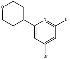 2,4-Dibromo-6-(4-tetrahydropyranyl)pyridine Struktur