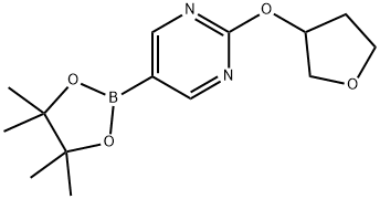 2-((tetrahydrofuran-3-yl)oxy)-5-(4,4,5,5-tetramethyl-1,3,2-dioxaborolan-2-yl)pyrimidine Struktur