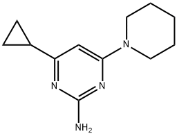 2-amino-4-(piperidin-1-yl)-6-cyclopropylpyrimidine Struktur