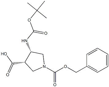 cis-1-[(benzyloxy)carbonyl]-4-{[(tert-butoxy)carbonyl]amino}pyrrolidine-3-carboxylic acid Struktur