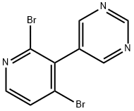 2,4-Dibromo-3-(5-pyrimidyl)pyridine Struktur