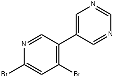 2,4-Dibromo-5-(5-pyrimidyl)pyridine Struktur