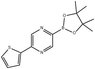 2-(4,4,5,5-tetramethyl-1,3,2-dioxaborolan-2-yl)-5-(thiophen-2-yl)pyrazine Struktur