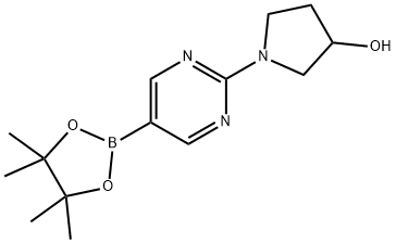 2-(3-Hydroxypyrrolidino)pyrimidine-5-boronic acid pinacol ester Struktur