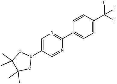 5-(4,4,5,5-tetramethyl-1,3,2-dioxaborolan-2-yl)-2-(4-(trifluoromethyl)phenyl)pyrimidine Struktur