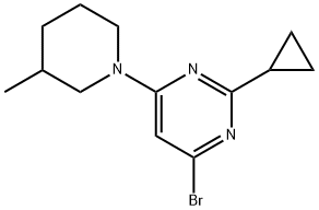 4-Bromo-2-cyclopropyl-6-(3-methylpiperidin-1-yl)pyrimidine Struktur