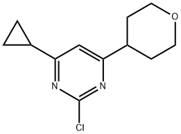 2-chloro-4-(4-tetrahydropyranyl)-6-cyclopropylpyrimidine Struktur