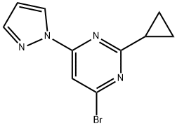 4-Bromo-2-cyclopropyl-6-(1H-pyrazol-1-yl)pyrimidine Struktur