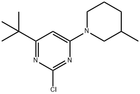 2-chloro-4-(3-methylpiperidin-1-yl)-6-(tert-butyl)pyrimidine Struktur