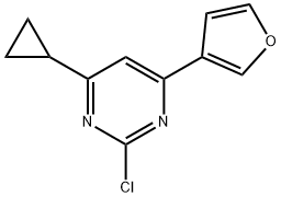 2-chloro-4-(3-furyl)-6-cyclopropylpyrimidine Struktur