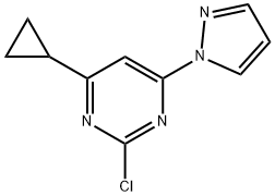 2-chloro-4-(1H-pyrozol-1-yl)-6-cyclopropylpyrimidine Struktur