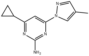 2-amino-4-(1H-4-methylpyrozol-1-yl)-6-cyclopropylpyrimidine Struktur