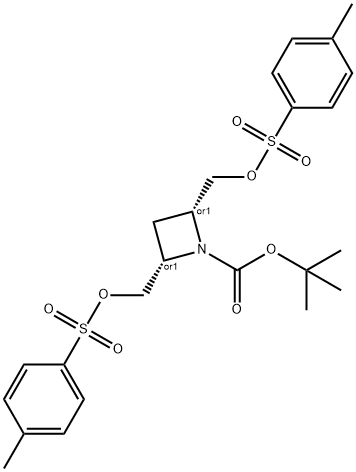 tert-butyl (cis)-2,4-bis{[(4-methylbenzenesulfonyl)oxy]methyl}azetidine-1-carboxylate Struktur