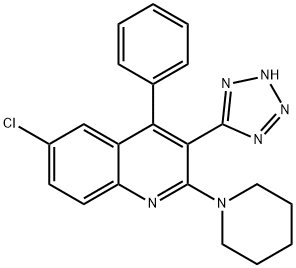 6-Chloro-4-phenyl-2-(1-piperidinyl)-3-(2H-tetrazol-5-yl)quinoline Struktur