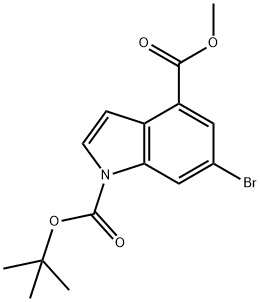 6-Bromo-indole-1,4-dicarboxylic acid 1-tert-butyl ester 4-methyl ester Struktur