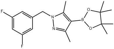 1-(3,5-Difluorobenzyl)-3,5-dimethyl-4-(4,4,5,5-tetramethyl-[1,3,2]dioxaborolan-2-yl)-1H-pyrazole Struktur