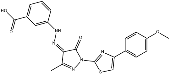 3-(2-{1-[4-(4-methoxyphenyl)-1,3-thiazol-2-yl]-3-methyl-5-oxo-1,5-dihydro-4H-pyrazol-4-ylidene}hydrazino)benzoic acid Struktur